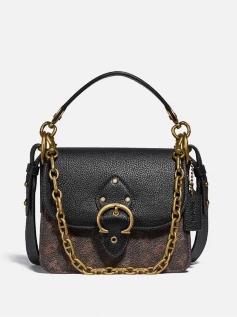 NWT Coach Beat 18 Shoulder Bag With Horse And Carriage Print Black